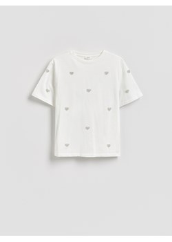 Reserved - T-shirt z aplikacją - biały ze sklepu Reserved w kategorii Bluzki damskie - zdjęcie 188504646