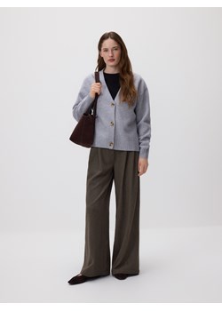 Reserved - Wełniany kardigan - jasnoszary ze sklepu Reserved w kategorii Swetry damskie - zdjęcie 188504648