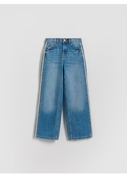 Reserved - Jeansy straight z lampasami - niebieski ze sklepu Reserved w kategorii Spodnie dziewczęce - zdjęcie 188504667