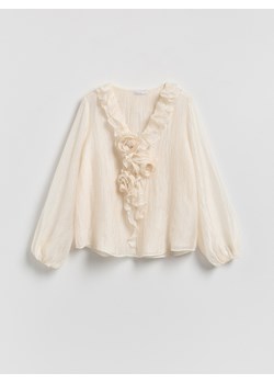 Reserved - Bluzka z falbaną - złamana biel ze sklepu Reserved w kategorii Bluzki damskie - zdjęcie 188504795