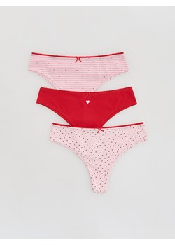 Reserved - Wzorzyste majtki brazyliany 3 pack - pastelowy róż ze sklepu Reserved w kategorii Majtki damskie - zdjęcie 188504856