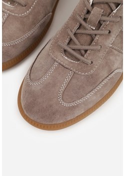 Ciemnobeżowe Zamszowe Sneakersy z Wkładką ze Skóry Naturalnej w Stylu Tenisówek Adredine ze sklepu renee.pl w kategorii Buty sportowe damskie - zdjęcie 188505008