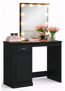 Czarna toaletka z lustrem podświetlanym E6-K19 ze sklepu Edinos.pl w kategorii Toaletki - zdjęcie 188505127