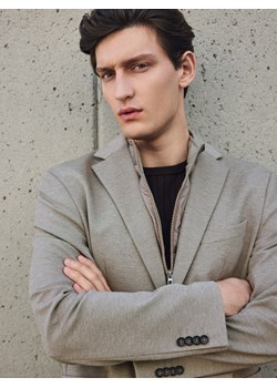 Reserved - Marynarka regular z dodatkiem wiskozy - beżowy ze sklepu Reserved w kategorii Marynarki męskie - zdjęcie 188506828