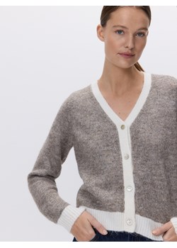 Reserved - Kardigan z kontrastowymi wstawkami - brązowy ze sklepu Reserved w kategorii Swetry damskie - zdjęcie 188507037