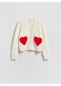 Reserved - Kardigan z haftem - kremowy ze sklepu Reserved w kategorii Swetry damskie - zdjęcie 188507429