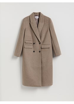 Reserved - Płaszcz z dodatkiem wełny - brązowy ze sklepu Reserved w kategorii Płaszcze damskie - zdjęcie 188507519