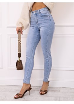 SPODNIE JEANSOWE SKINNY ZDOBIONE CYRKONIAMI- JASNONIEBIESKIE ze sklepu olika.com.pl w kategorii Jeansy damskie - zdjęcie 188507695