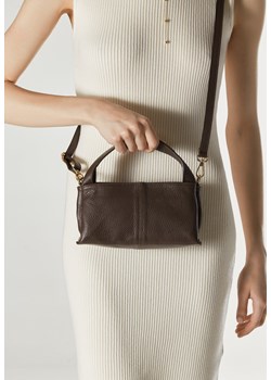 Estro: Mała ciemnobrązowa torebka damska z włoskiej skóry naturalnej Premium ze sklepu Estro w kategorii Torby Shopper bag - zdjęcie 188508236