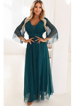 Długa sukienka plus size butelkowa zieleń 654-1, Kolor butelkowa zieleń, Rozmiar one size, NUMOCO BASIC ze sklepu Primodo w kategorii Sukienki - zdjęcie 188510658