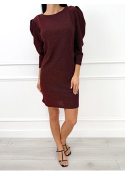 Bordowa Prosta Połyskująca Sukienka ze sklepu ModnaKiecka.pl w kategorii Sukienki - zdjęcie 188512416
