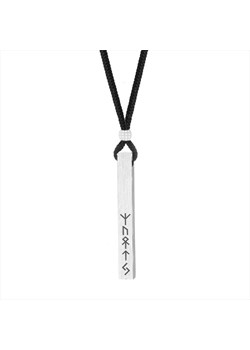 Męski srebrny naszyjnik totem wojownika z runami na sznurku ze stali ze sklepu manoki.pl w kategorii Naszyjniki męskie - zdjęcie 188512539