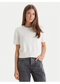 Calvin Klein Jeans Sweter Chunky LV044E306G Beżowy Regular Fit ze sklepu MODIVO w kategorii Swetry damskie - zdjęcie 188512778