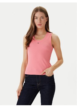Tommy Jeans Top Essential DW0DW20673 Różowy Slim Fit ze sklepu MODIVO w kategorii Bluzki damskie - zdjęcie 188512827