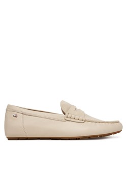 Tommy Hilfiger Mokasyny Flag Leather Driver Loafer FW0FW09350 Écru ze sklepu MODIVO w kategorii Mokasyny damskie - zdjęcie 188513775