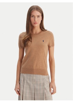 Polo Ralph Lauren T-Shirt 211971872007 Beżowy Slim Fit ze sklepu MODIVO w kategorii Bluzki damskie - zdjęcie 188513806