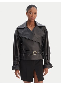 HUGO Kurtka skórzana Lanitte 50560068 Czarny Relaxed Fit ze sklepu MODIVO w kategorii Kurtki damskie - zdjęcie 188515098