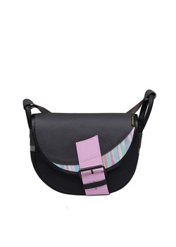 czarna z różowym językiem damska torebka listonoszka skórzana na ram ze sklepu Słoń Torbalski w kategorii Listonoszki - zdjęcie 188528687