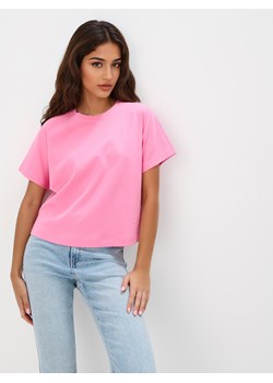 Mohito - Różowy t-shirt z merceryzowanej bawełny - fioletowy ze sklepu Mohito w kategorii Bluzki damskie - zdjęcie 188530198