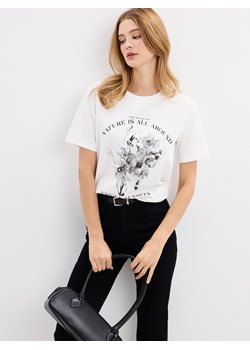 Mohito - T-shirt z nadrukiem - biały ze sklepu Mohito w kategorii Bluzki damskie - zdjęcie 188530247