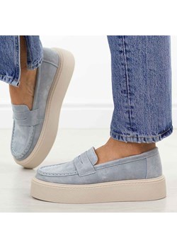 Niebieskie skórzane mokasyny damskie Potocki 87308 ze sklepu suzana.pl w kategorii Mokasyny damskie - zdjęcie 188530715