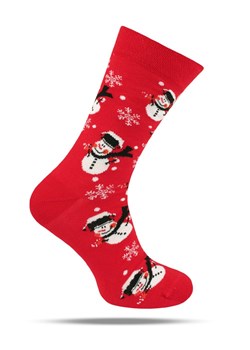 Skarpetki Bawełniane - Tematyczne - Czerwone w Mikołaje SKEMACSHSTR0134balwanCzerw ze sklepu JegoSzafa.pl w kategorii Skarpetki męskie - zdjęcie 188531437