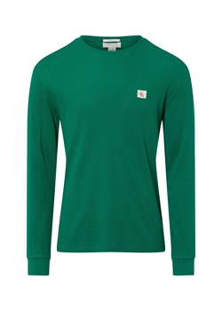 Calvin Klein Jeans Męska koszula z długim rękawem Mężczyźni szmaragdowy wypukły wzór tkaniny ze sklepu vangraaf w kategorii T-shirty męskie - zdjęcie 188531589