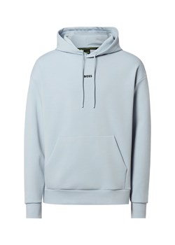 BOSS Green Męska bluza z kapturem - Sly Zone Mężczyźni Materiał dresowy jasnoniebieski jednolity ze sklepu vangraaf w kategorii Bluzy męskie - zdjęcie 188531607