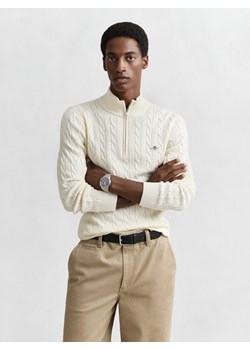 Gant Męski sweter z dzianiny Mężczyźni Bawełna waniliowy wypukły wzór tkaniny ze sklepu vangraaf w kategorii Swetry męskie - zdjęcie 188531785