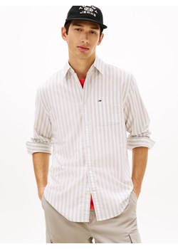 Tommy Jeans Męska koszula casual Mężczyźni Regular Fit Bawełna (100%) jasny szary wzorzysty ze sklepu vangraaf w kategorii Koszule męskie - zdjęcie 188531805