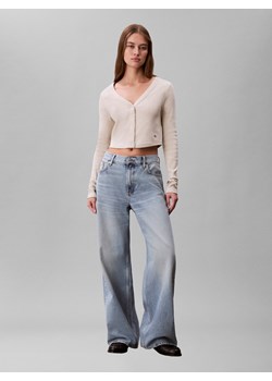 Calvin Klein Jeans Damska koszulka z długim rękawem Kobiety Bawełna jasny szary jednolity ze sklepu vangraaf w kategorii Bluzki damskie - zdjęcie 188531826