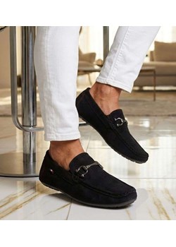 Wsuwane męskie półbuty czarne mokasyny /E1-2 18668 T394/ ze sklepu Pantofelek24.pl w kategorii Mokasyny męskie - zdjęcie 188532316
