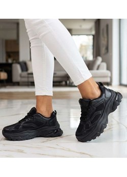 Damskie buty sportowe czarne na platformie /B4-3 18657 S242/ ze sklepu Pantofelek24.pl w kategorii Buty sportowe damskie - zdjęcie 188532416