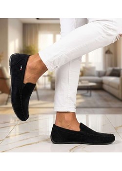 Czarne półbuty męskie zamszowe mokasyny /F6-2 16772 S395/ ze sklepu Pantofelek24.pl w kategorii Mokasyny męskie - zdjęcie 188532537