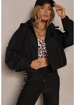 Czarna Kurtka w Stylu Streetwear z Kapturem Oversize Nativiona ze sklepu renee.pl w kategorii Kurtki damskie - zdjęcie 188534087