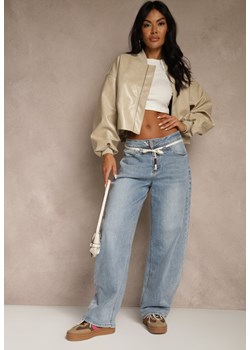 Niebieskie Jeansy Balloon Regular Waist z Ozdobnym Wiązaniem Daemora ze sklepu renee.pl w kategorii Jeansy damskie - zdjęcie 188534167