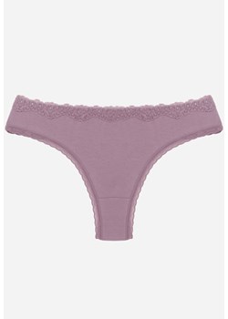 Fioletowe Majtki Stringi z Bawełną z Koronką Aethimilia ze sklepu renee.pl w kategorii Majtki damskie - zdjęcie 188534238