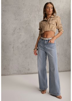 Niebieskie Jeansy High Waist Wide Leg z Bawełną Conana ze sklepu renee.pl w kategorii Jeansy damskie - zdjęcie 188534346