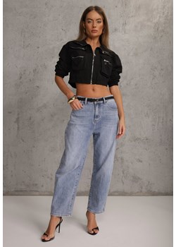 Niebieskie Jeansy Mom Fit z Bawełną High Waist Hippamene ze sklepu renee.pl w kategorii Jeansy damskie - zdjęcie 188534396