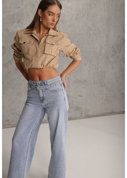 Niebieskie Jeansy Wide Leg High Waist z Bawełną z Denimowym Paskiem Evanna ze sklepu renee.pl w kategorii Jeansy damskie - zdjęcie 188534426