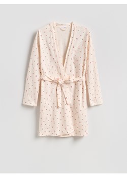 Reserved - Wzorzysty szlafrok z paskiem - kremowy ze sklepu Reserved w kategorii Szlafroki damskie - zdjęcie 188534928