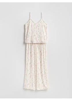 Reserved - Dwuczęściowa piżama na ramiączkach - kremowy ze sklepu Reserved w kategorii Piżamy damskie - zdjęcie 188534936