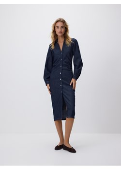 Reserved - Jeansowa sukienka midi - granatowy ze sklepu Reserved w kategorii Sukienki - zdjęcie 188535088