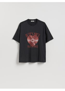 Reserved - T-shirt z nadrukiem - jasnoszary ze sklepu Reserved w kategorii Bluzki damskie - zdjęcie 188535367