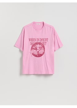 Reserved - T-shirt z nadrukiem - różowy ze sklepu Reserved w kategorii Bluzki damskie - zdjęcie 188535369