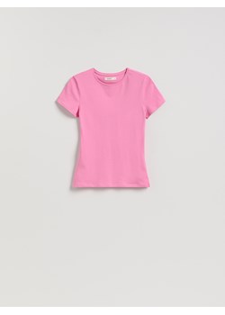 Reserved - T-shirt slim fit - różowy ze sklepu Reserved w kategorii Bluzki damskie - zdjęcie 188535417