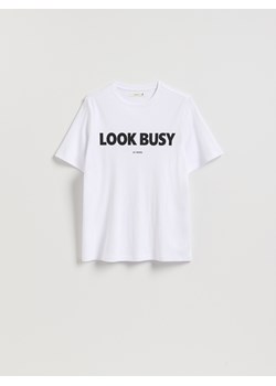 Reserved - T-shirt z nadrukiem - biały ze sklepu Reserved w kategorii Bluzki damskie - zdjęcie 188535455