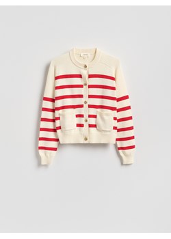 Reserved - Bawełniany kardigan w paski - czerwony ze sklepu Reserved w kategorii Swetry damskie - zdjęcie 188535488