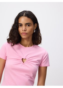 Reserved - T-shirt z ozdobnym wycięciem - różowy ze sklepu Reserved w kategorii Bluzki damskie - zdjęcie 188535615