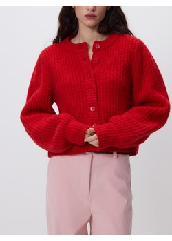 Reserved - Kardigan z bufiastymi rękawami - czerwony ze sklepu Reserved w kategorii Swetry damskie - zdjęcie 188535839